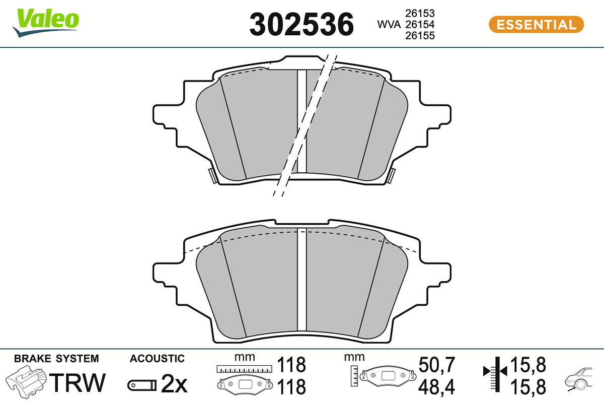 Jogo de 4 pastilhas de travão VALEO ref. 302536